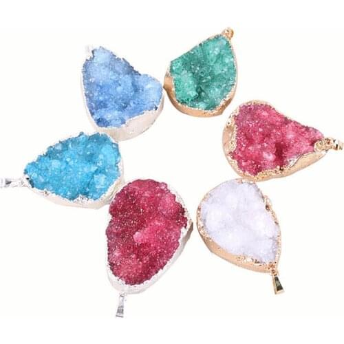 1pc Water Drop Necklace Pendant Natural Gem Stone Quartz Crystal Cluster DIY Necklace