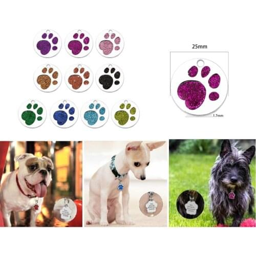 10pcs pet paws Dog tag Bling Enamel Cat Dog/Bear Paw Prints hang pendant fit ID Tags Rotating Key Chain Key rings bag Pet collar