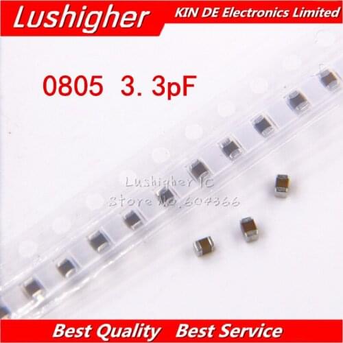 100pcs 0805 3.3pf 3.3p 100V X7R Error 10% SMD Ceramic Capacitor MLCC