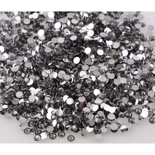 Gray 10000pcs 2mm/3mm/4mm/5mm Round Resin Flatback Rhinestones For DIY Nail Art/Jewelry Decoration