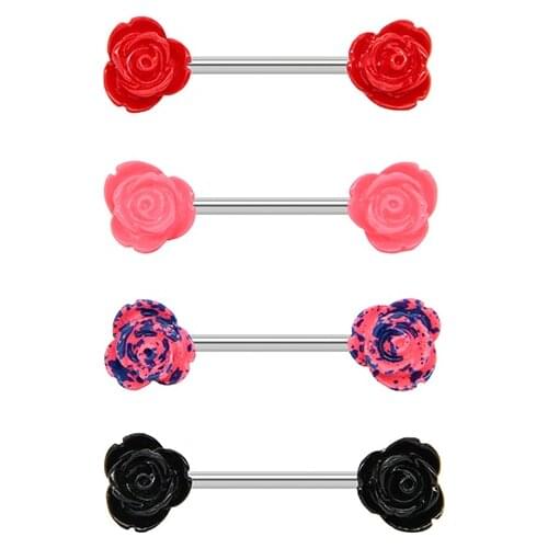 14G Rose Flower Nipple Ring Nipple Bar 1.6mm Nipple Piercing Nipple Barbell for Nipple