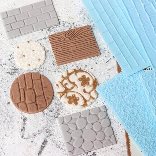 2pcs/set Stone Tree Skin Pattern Bark Shape Embossed Bake Tool Fondant Cake Cupcake Decoration DIY Mold Baking Tools Cake Moulds