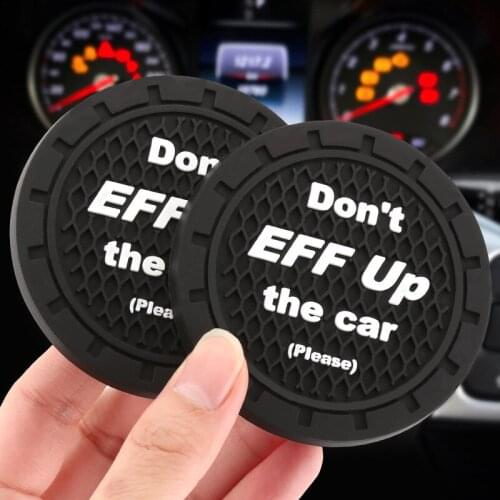 2pcs/pack Car Coasters Soft Rubber Pad Round Auto Cup Holder Insert Drink Coaster Car Interior Accessories Black Anti-slip Mat