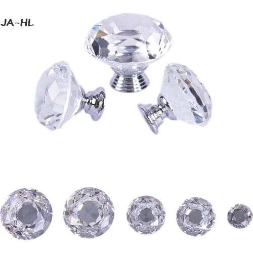 20-40mm Diamond Shape Design Crystal Glass Knobs Cupboard Drawer Pull Kitchen Cabinet Door Wardrobe Handles Hardware