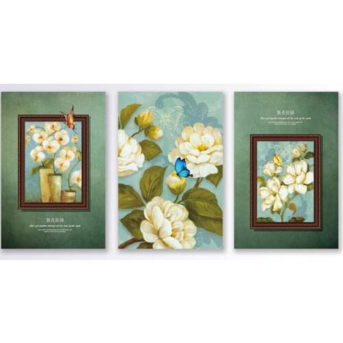 3 Pieces Wall Art Canvas Print Vintage Flowers Wall Art Painting Print On Canvas Wall Picture for bedroom living room Home Decor