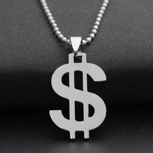 30pcs Stainless steel dollar American money sign pendant necklace world universal currency rich necklace lucky gift jewelry