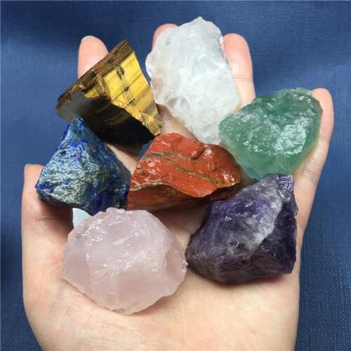 7pcs Natural Crystal seven chakras Tumbled Stone Rock Quartz Rough Minerals Specimen Gemstone Reiki Chakra Decor gift