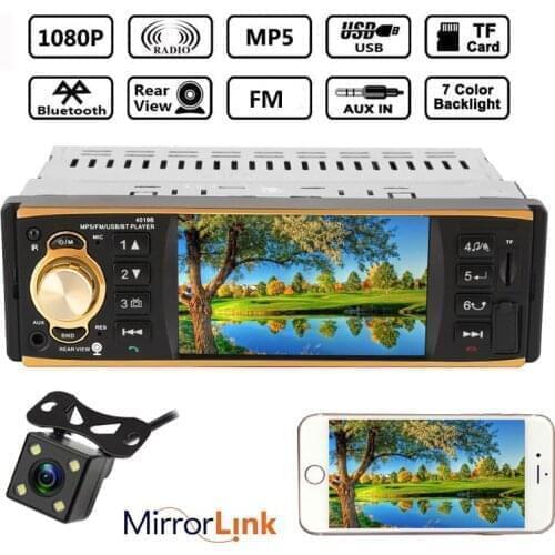 4.1 inch HD Mirror Link 1 Din Car Radio Bluetooth MP3 Player Autoradio USB AUX FM Camera Auto Audio Stereo Support 13 language