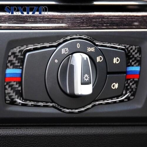 Car Carbon Fiber Headlight Switch Frame Cover Trim For BMW 3 series E90 E92 E93 2005 2006 2007 2008 2009 2010 2011 2012