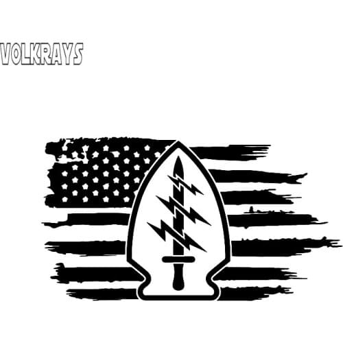 Volkrays Personality Car Sticker American Flag US Army Rangers Special Forces Cover Scratches Vinyl Decal Black/Silver,7cm*14cm