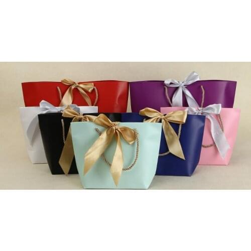 Paper Gifts Bags With Handles Pure Color 10 Colors Clothes Shoe Shopping Bag Gift Wrap 21x7x17cm SN2611