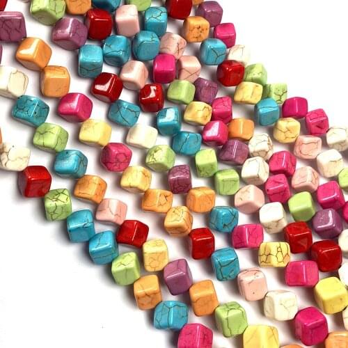 Natural Stone Beads Diagonal Square Shape Multiple Colour Turquoises Beads for Jewelry Making DIY Bracelet Necklace Accessories