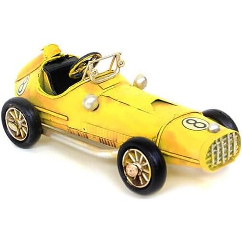 Decorative Metal Sports Car Yellow - Trinket, Miniature, Gift, Nostalgic, Vintage, Handmade, hand Painted, High-Quality Durable