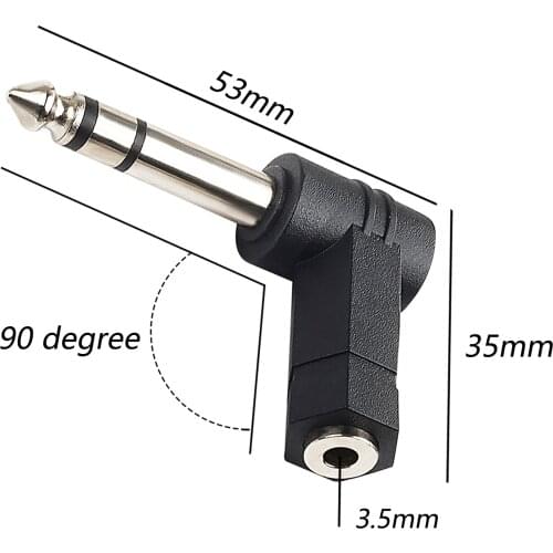 For 90 degree 3.5 to 6.35/6.5mm 1/4" mono jack stereo speaker audio adapter plug 3.5mm connector converter AUX headphone cable