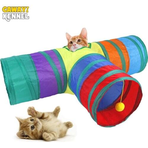 Cawayi Kennel Cat Tunnel Pet Tube Collapsible Play Toy Indoor Outdoor Kitty Puppy Toys for Puzzle Exercising Hiding Training
