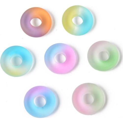 Fashewelry 100pcs 20.5mm Rubberized Style Acrylic Beads Two Tone Donut Bead for Jewelry Making DIY Bracelet Necklace Accessories