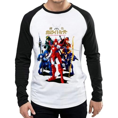 Yoroiden Samurai Troopers T Shirt White Color Long Mens Long Sleeve Trendy O Neck T-shirt Tops Tees tshirt Full Sleeve Clothes