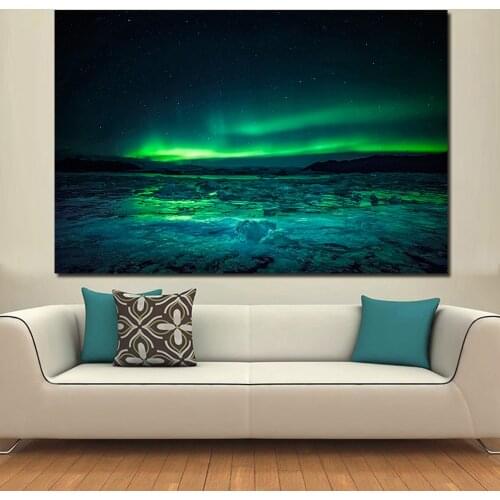 JQHYART Free Shipping Large size Printing Oil Painting Wall painting Northern Lights Wall Art Picture For Living Room painting