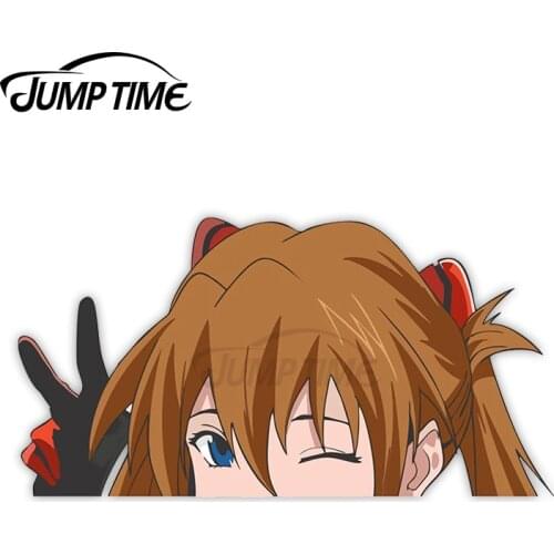 JumpTime 13 x 6.8cm For Miku Peace Peek Peeking Peekers Peekabo Window Vinyl Car Bumper Sexy Anime Girl Stickers For JDM SUV RV