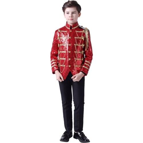 Boys Retro European Court Clothing Set Child Prince Charming Drama Show Dress Suit Kids Blazer Vest Pants Flower Outfit