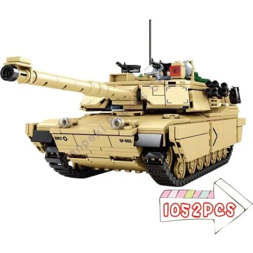 1052PCS Military Tank WW2 SWAT Building Blocks Bricks Vehicle Toys DIY Children Gifts Kids M1A2 Model Weapon Soldier