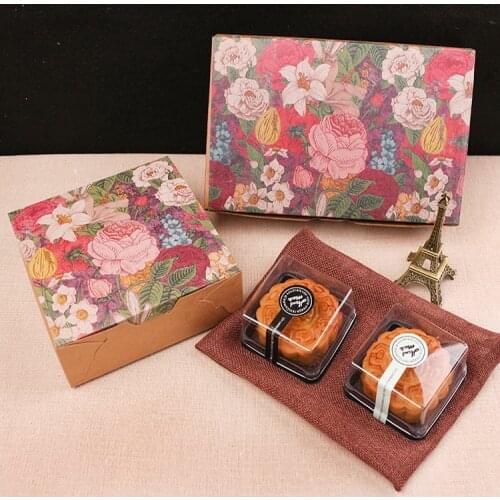 Square / Rectangle Fortune comes with blooming flowers flora Paper Box Candy mooncake Cookies Food kraft cake box Packaging