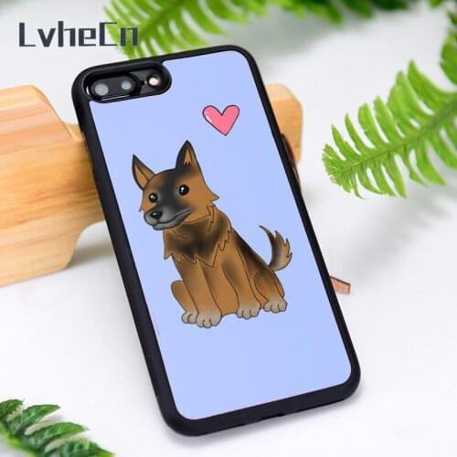 LvheCn Silicone Rubber Phone Case Cover for iPhone 6 6S 7 8 Plus X XS XR 11 12 Mini Pro Max German Shepherd
