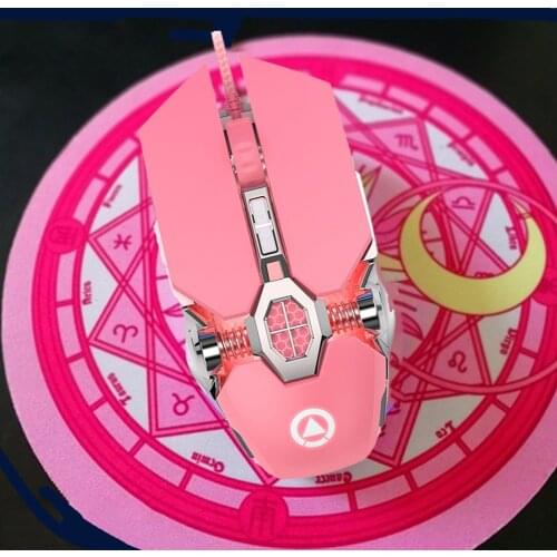 Wired Gaming Mouse Pink Mause Ergonomic Cute Backlit 3200Dpi Macro Mice For Laptop Computer PC Gamer Silent Mouse Gift For Girl