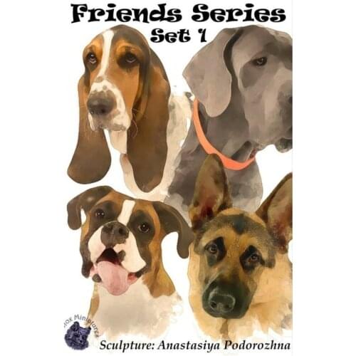 Resin Figure Kit Dog Set 4pcs Unpainted Garage Resin Kit