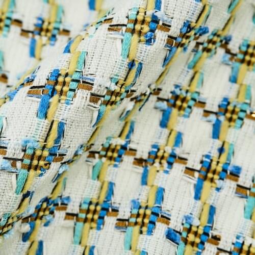 The Sky Blue Plover Case Butterfly Yarn Blended Tweed Fabric For Coat Telas Por Metro Tissus Au MÈTre Ткань Для Шитья Sewing Diy