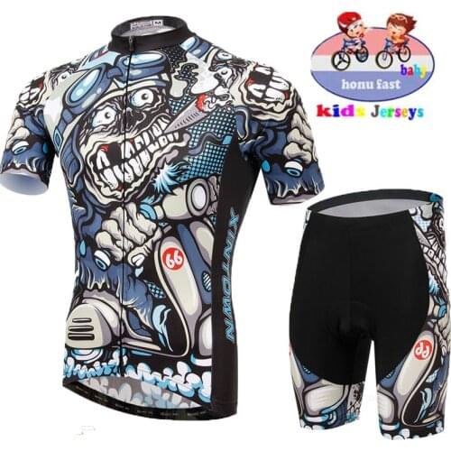 New Skull Pattern Cycling Jersey Kids 2021 Team Bike Uniform Short Sleeve Cycling Clothing MTB Bib Shorts Set Ropa Ciclismo