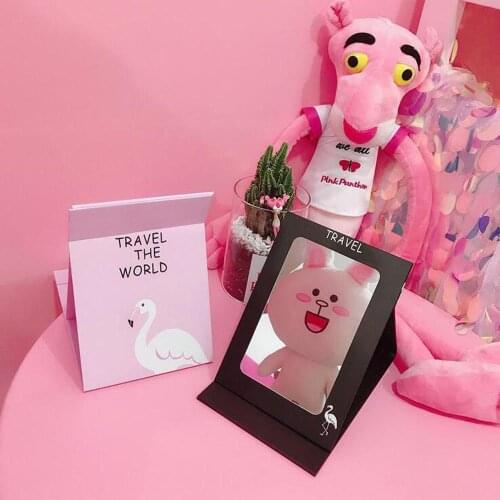 New Portable Foldable Flamingo Makeup Mirror Vanity Cosmetic Hand Mirror Angle Adjustable Mirror Independent Standing