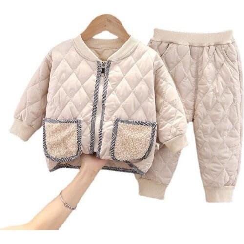 New Winter Baby Girl Clothes Suit Fashion Children Boys Jacket Pants 2Pcs/Set Toddler Casual Costume Infant Coat Kids Tracksuits
