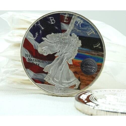 Liberty Yellowstone Park Commemorative Coin Badge Double-sided Embossed silver Coins Collectibles Art Souvenir Friends Gifts