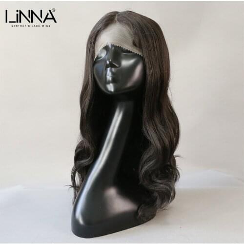 LINNA T Part Synthetic Lace Wig For Women HD Transparent Body Wave Lace Wig With Baby Hair 22 Inch High Temperature Fiber Wigs