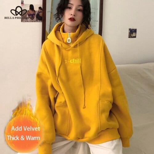 Paris Girl Hoodies Women Plus Velvet Thicker Long Sleeve Oversize Letter Embroidered Hoodie Harajuku Korean Style Trendy Chic