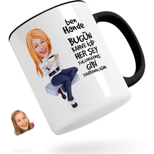 Personalized Women 'S Everything Yolundaymış As Caricature Of Black Mug Bardak-2