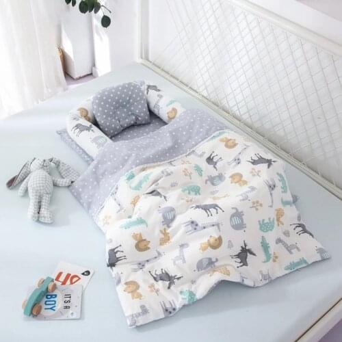 90*50cm Newborn Baby Lounger Portable Baby Nest Infant Cotton Cradle Crib Bed Baby Travel Bed