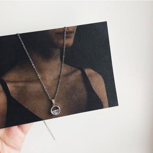 Punk Simple Solid Color Round Metal Hoop Spring Water Shaped Pendent Necklace for Women Girls Neck Collar Jewelry Gift Wholesale