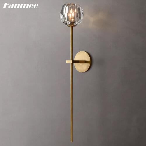 Retro Industrial Wall Lamp LED Vintage Clear Crystal Sconce Light Art Deco Indoor Light Fixture for Living Room Bedroom Corridor