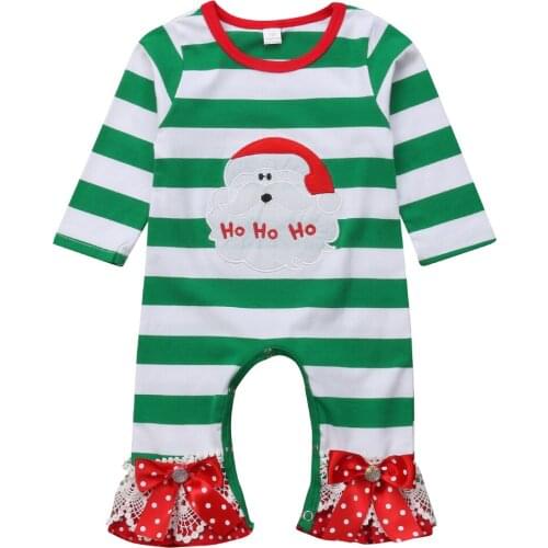 Newborn Kids Baby Girls Santa Christmas Romper Jumpsuit Sleepwear Pajamas Suit Size 0-18M