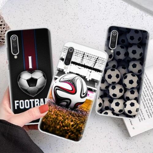 Football Soccer Ball Design Silicon Phone Case For Xiaomi Note 10 Mi 11 9 8 CC9 10T 9T 5X 6X A3 A2 A1 Lite Pro Poco F1 X3 Cover