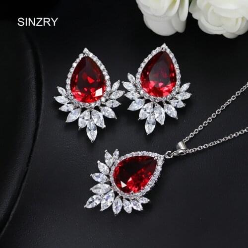 SINZRY NEW Fashion AAA Grade Cubic zirconia stone CZ Vintage elegant stud earring pendant necklace engagement jewelry sets
