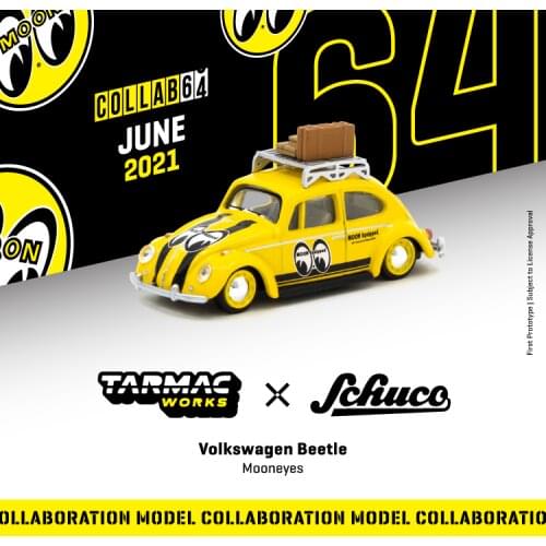 Tarmac Works x Schuco 1:64 VW Beetle Mooneyes w/Roof Rack & Suitcases Car