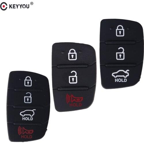 KEYYOU 10X Replacement 3 3+1 4 Buttons Rubber Pad Remote Key Shell For Mistra Hyundai HB20 SANTA FE IX35 IX45 Car Key Cover Case