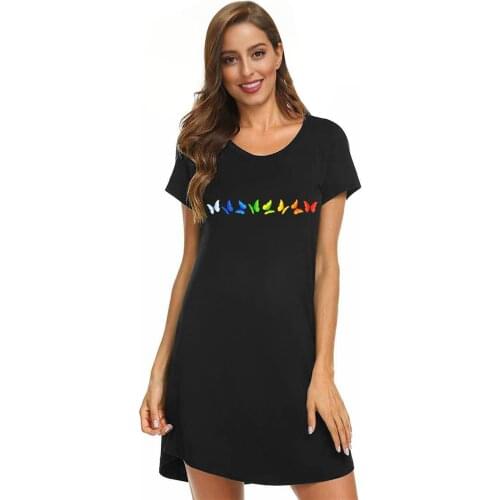 Womens shirt Sleeping Short Sleeve Sleep Dress Cute Print Night Shirts Comfy Sleepwear Summer dress loungewear home clothes