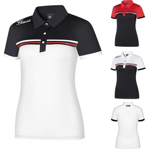 Golf Womens Polo Shirts Summer Slim Top Breathable Sweat Wicking Golf Shirt Polo Shirt