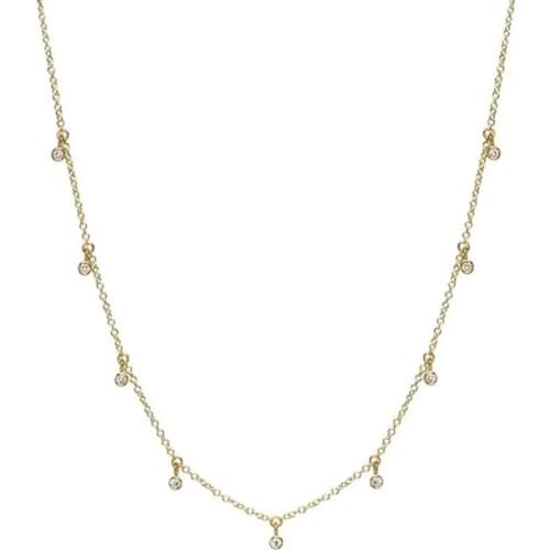 CANNER INS Mini Round Diamond Stacked Wind Clavicle Chain 925 Sterling Silver Necklace For Women 2020 Gold 18k Jewelry Necklace