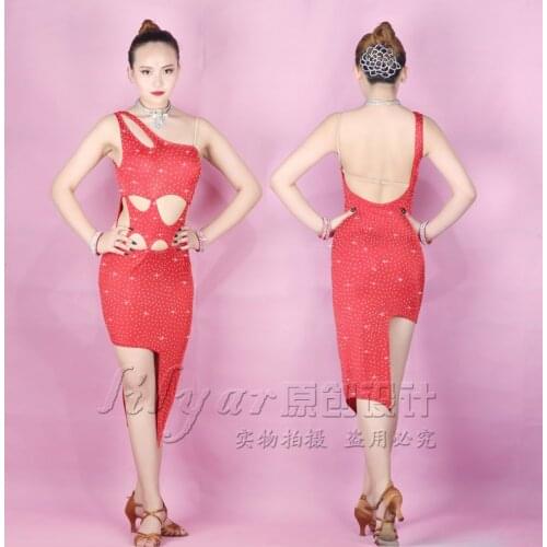 New Latin Dance Dress Competition Dress Costumes Skirt Performing Dress Adult Customize Children Red Matador Skirt Split Skirtes