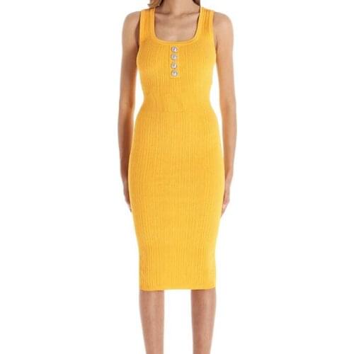 HIGH STREET New Fashion 2021 Designer Style Womens Sleeveless Brief Stretch Knit Tank Dress